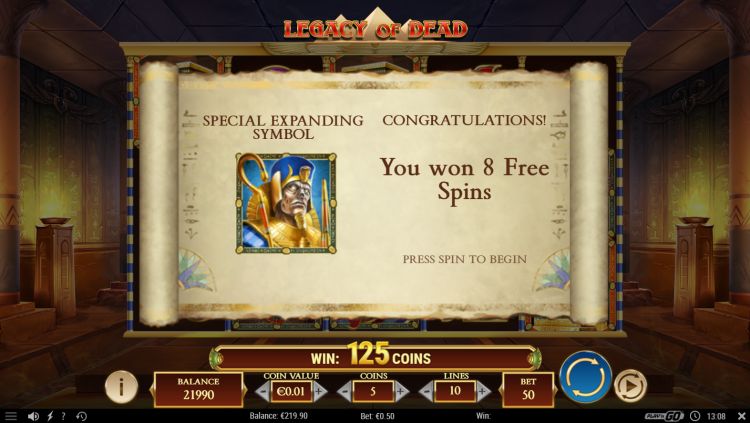 Legacy of dead slot review play n go free spins trigger