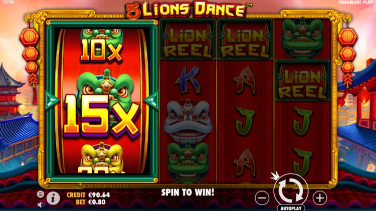5 lions dance slot feture win