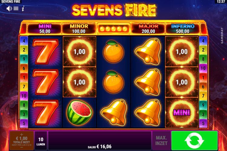 Sevens Fire gokkast Gamomat review bonus