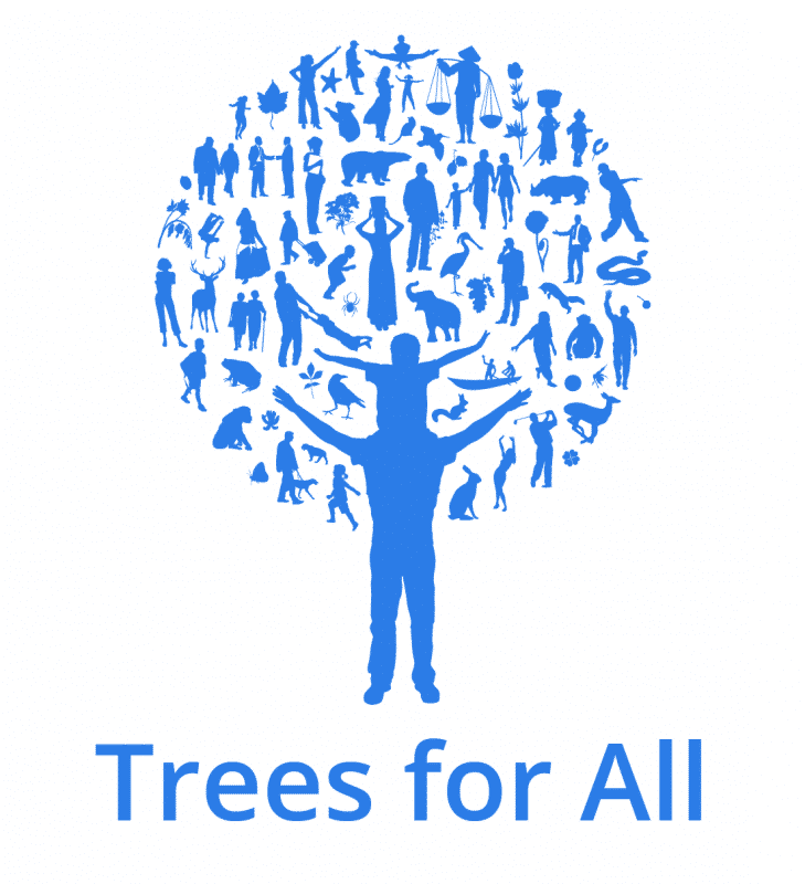 Logo Trees for All RGB beeldscherm