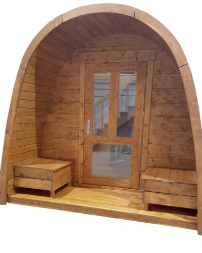 Pod sauna voorportaal deur hout en glas