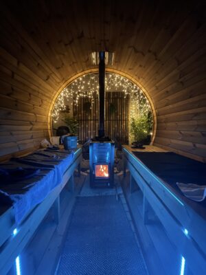 hansomn barrel sauna interieur